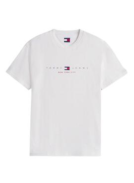 Camiseta Tommy Jeans Flag Linear blanco para hombre