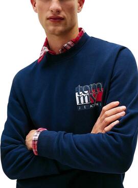 Sudadera Tommy Jeans Flag azul marino para hombre