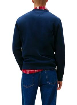 Sudadera Tommy Jeans Flag azul marino para hombre