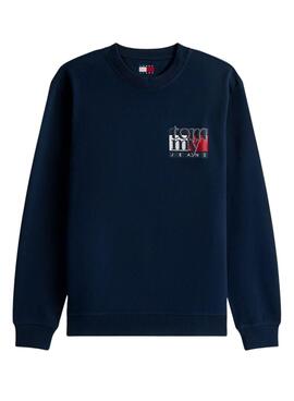 Sudadera Tommy Jeans Flag azul marino para hombre
