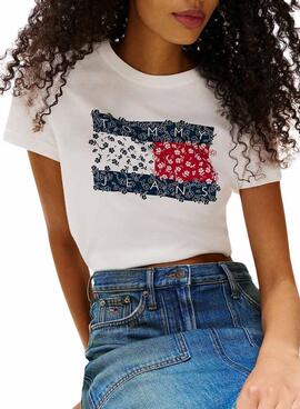 Camiseta Tommy Jeans Floral blanco para mujer