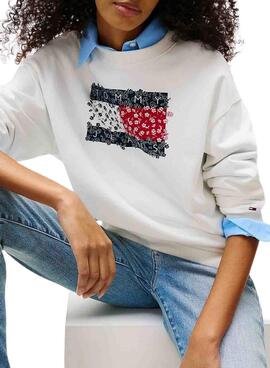 Sudadera Tommy Jeans Floral blanco para mujer