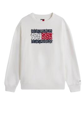 Sudadera Tommy Jeans Floral blanco para mujer