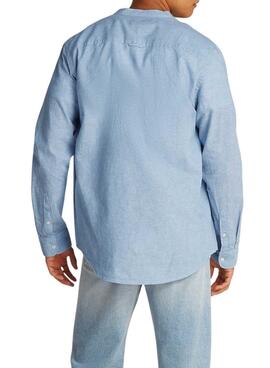 Camisa  Tommy Jeans de lino azul para hombre