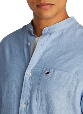 Camisa  Tommy Jeans de lino azul para hombre