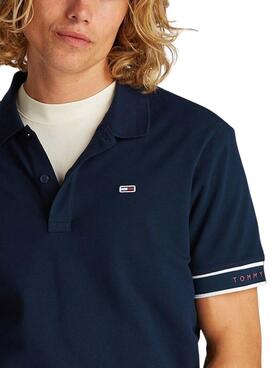 Polo Tommy Jeans Slim Flag marino para hombre 