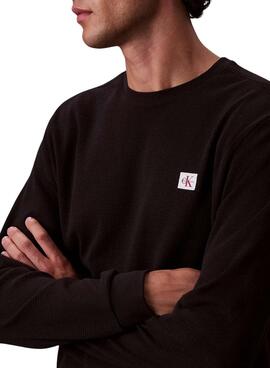 Camiseta Calvin Klein Jeans Waffle Badge negro para hombre