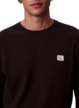 Camiseta Calvin Klein Jeans Waffle Badge negro para hombre
