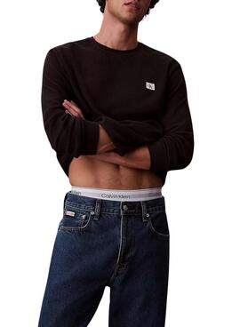 Camiseta Calvin Klein Jeans Waffle Badge negro para hombre