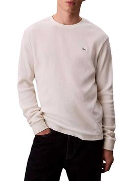 Camiseta Calvin Klein Jeans Waffle Badge blanco para hombre