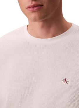 Camiseta Calvin Klein Jeans Waffle Badge blanco para hombre