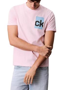 Camiseta Calvin Klein Jeans Box rosa para hombre