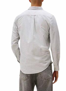 Camisa Tommy Jeans Oxford slim azul rayas para hombre