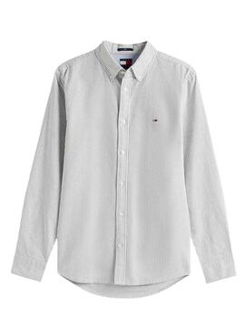 Camisa Tommy Jeans Oxford slim azul rayas para hombre