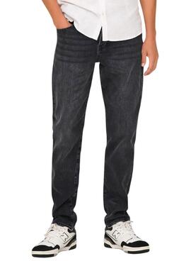 Pantalón vaquero Only and Sons Yoke tapered negro para hombre