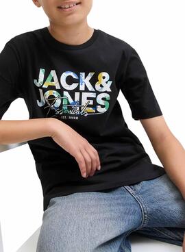 Camiseta Jack and Jones Geplas negro para niño