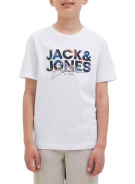 Camiseta Jack and Jones Geplas blanco para niño