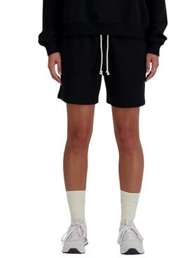 Shorts New Balance Athletics negro para mujer