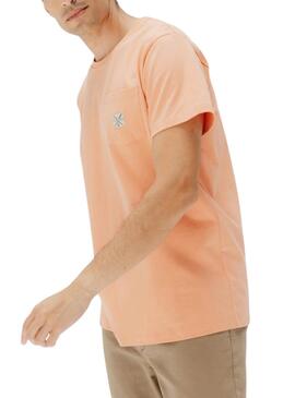Camiseta El Pulpo con bolsillo naranja para hombre