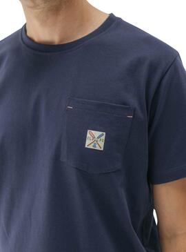 Camiseta El Pulpo con bolsillo azul marino para hombre