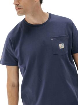 Camiseta El Pulpo con bolsillo azul marino para hombre
