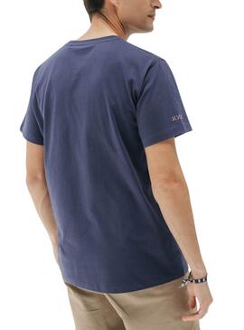 Camiseta El Pulpo con bolsillo azul marino para hombre