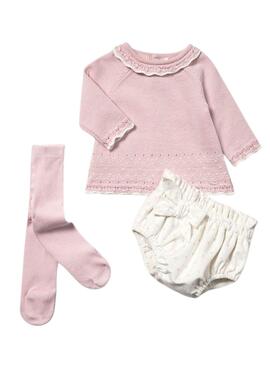 Conjunto Mayoral 3 piezas rosa para recién nacida
