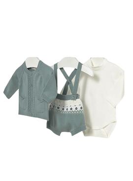 Conjunto Mayoral 3 piezas tricot verde para bebé