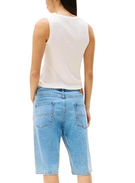 Camiseta Tommy Jeans Slim Script blanco para mujer