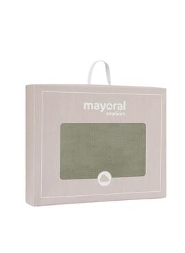 Manta Mayoral pelo pompones verde para bebé