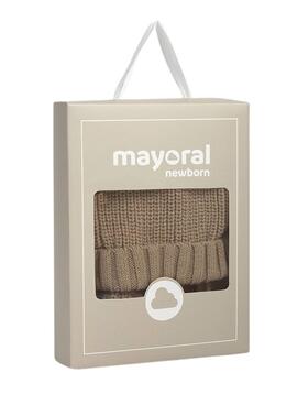 Conjunto Mayoral gorro y manoplas marrón bebé
