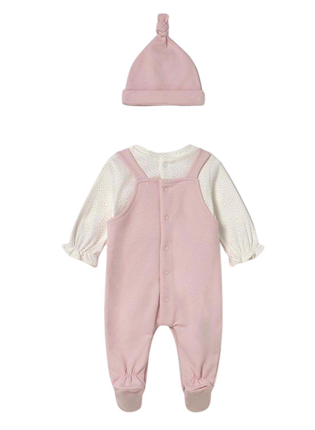 Pelele Mayoral peto y gorro felpa rosa para bebé