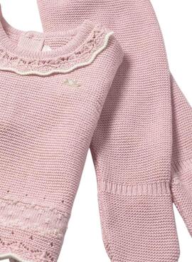 Conjunto Mayoral 3 piezas tricot rosa para bebé