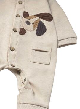 Pelele Mayoral apliques bordados beige para bebé