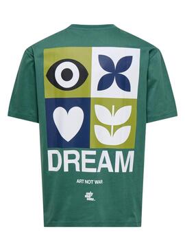 Camiseta Only and Sons Art not War verde para hombre