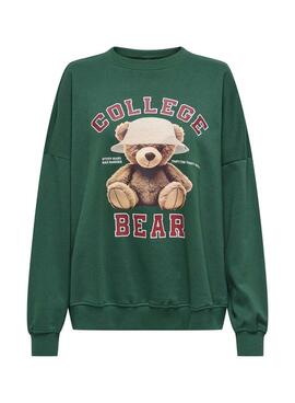 Sudadera Only Bila Bear verde para mujer