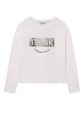 Camiseta Mayoral básica letras blanca para niña