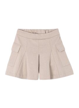 Falda pantalón Mayoral de punto beige para niña