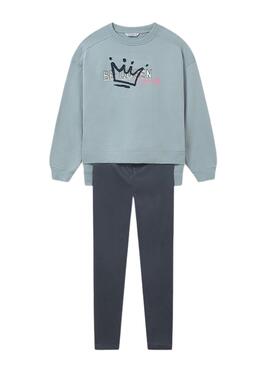 Conjunto Mayoral legging pu y sudadera azul niña
