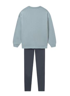 Conjunto Mayoral legging pu y sudadera azul niña