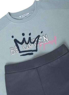 Conjunto Mayoral legging pu y sudadera azul niña