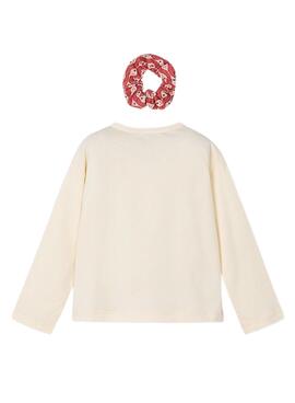 Camiseta Mayoral con coletero beige para niña