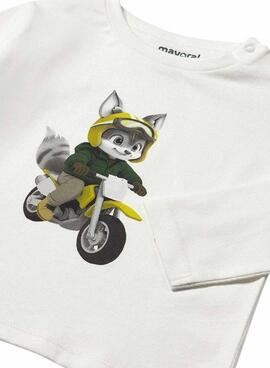 Camiseta Mayoral motorista  blanco para bebé