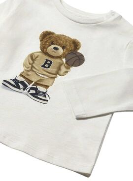 Camiseta Mayoral oso manga larga blanco bebé