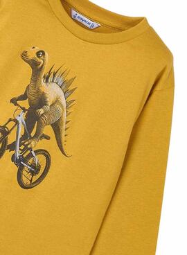 Camiseta Mayoral dinosaurio mostaza para niño