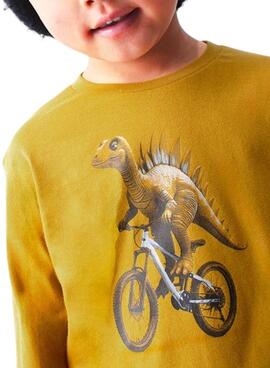 Camiseta Mayoral dinosaurio mostaza para niño
