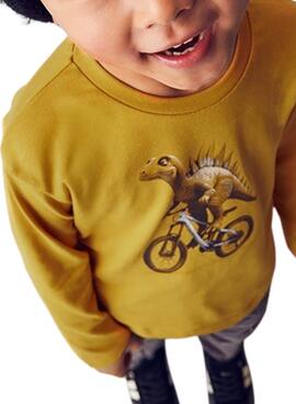 Camiseta Mayoral dinosaurio mostaza para niño