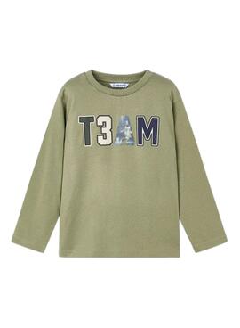 Camiseta Mayoral letras lenticular para niño verde