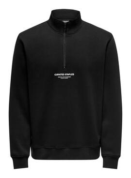 Sudadera Only and Sons Curated Zip negro para hombre