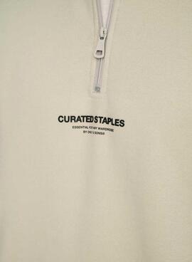 Sudadera Only and Sons Curated Zip beige para hombre